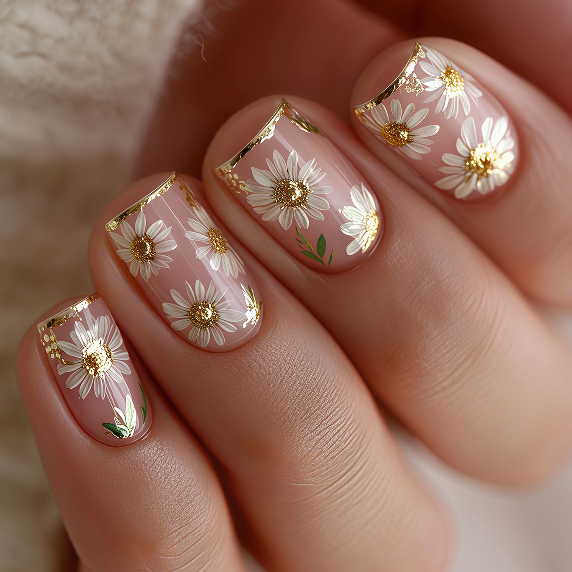 Short Square fake nails golden - Embroidery Embellishments のレビューと価格