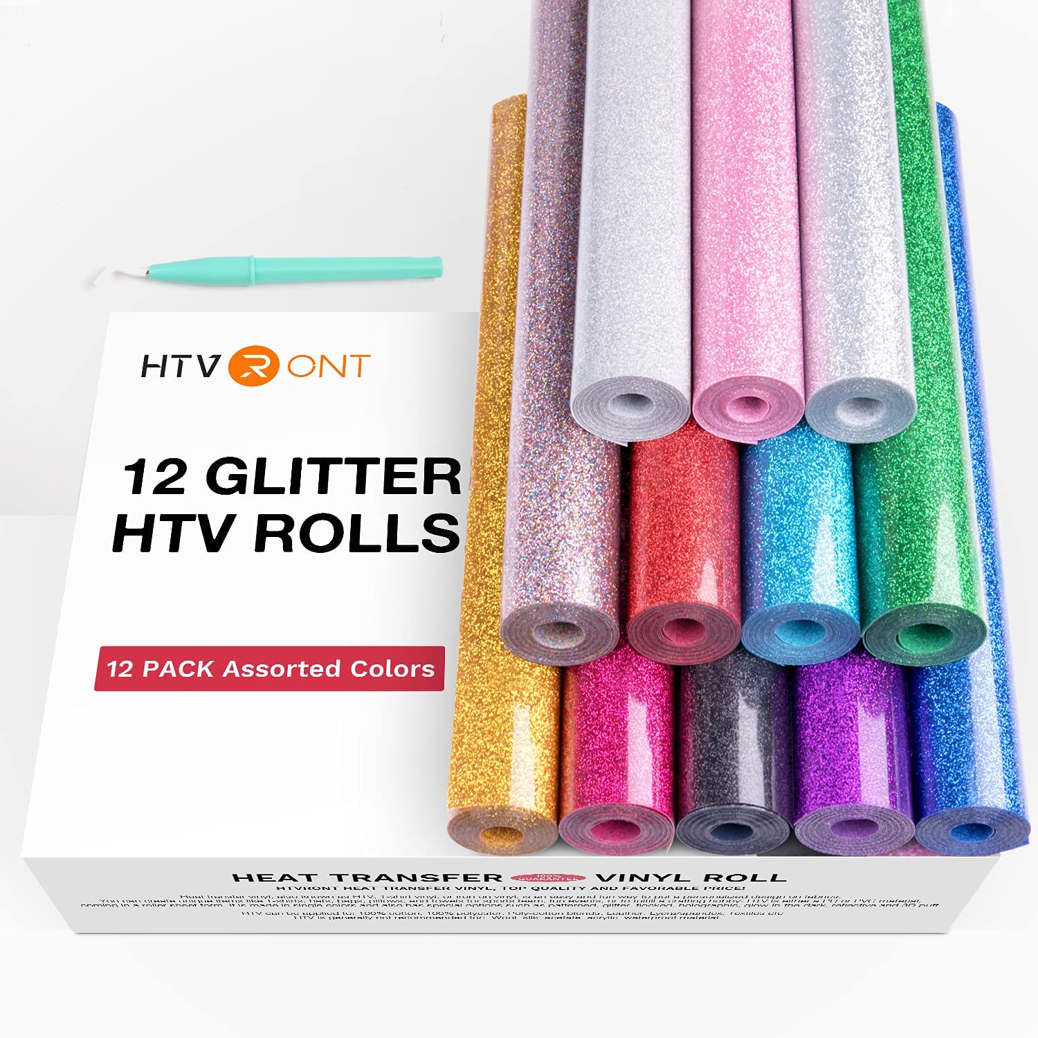 HTVRONT 12 Pack Glitter HTV He - Glitter Vinyl Roll のレビューと価格