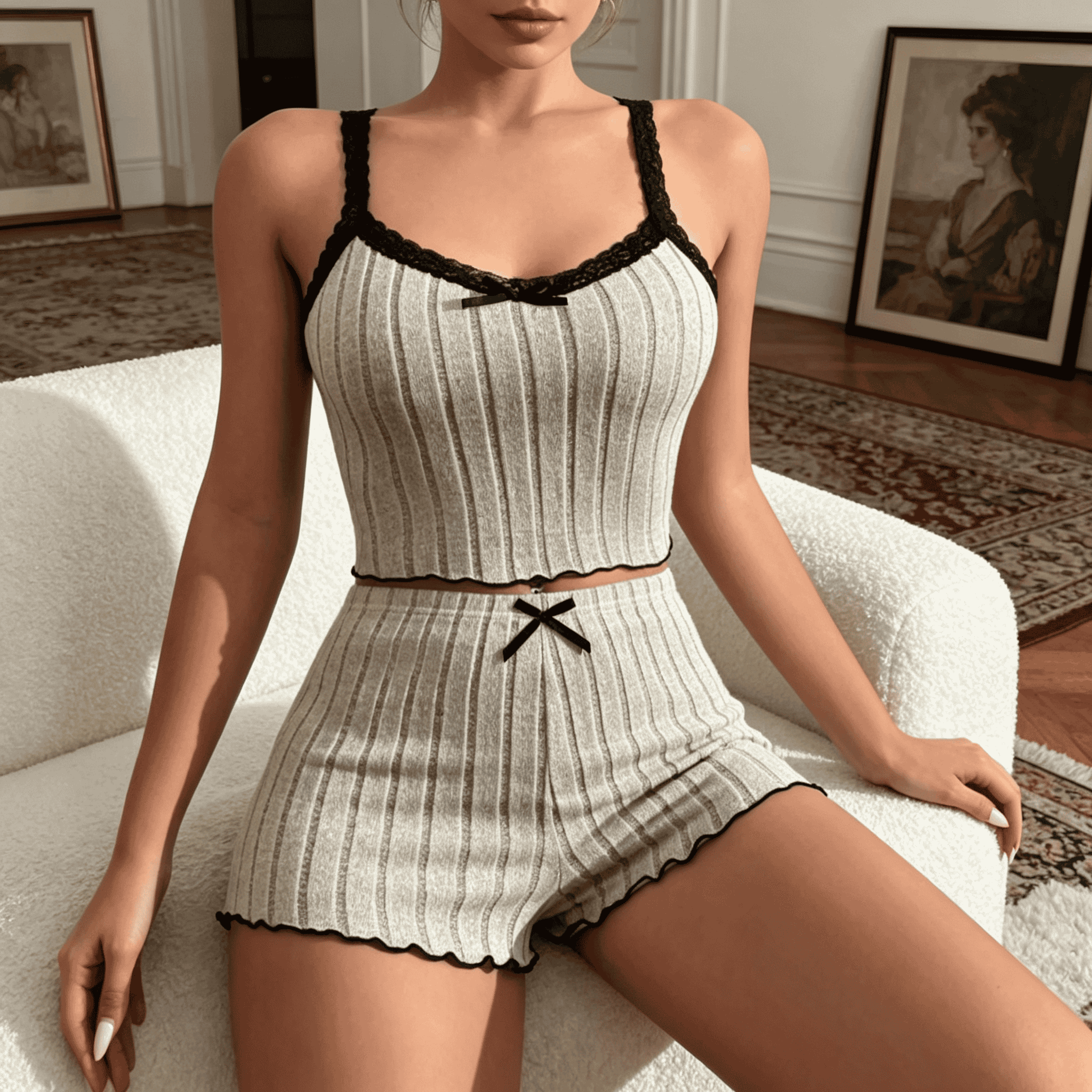 Women Cute Summer Ribbed Knit  - Embellish Knit のレビューと価格