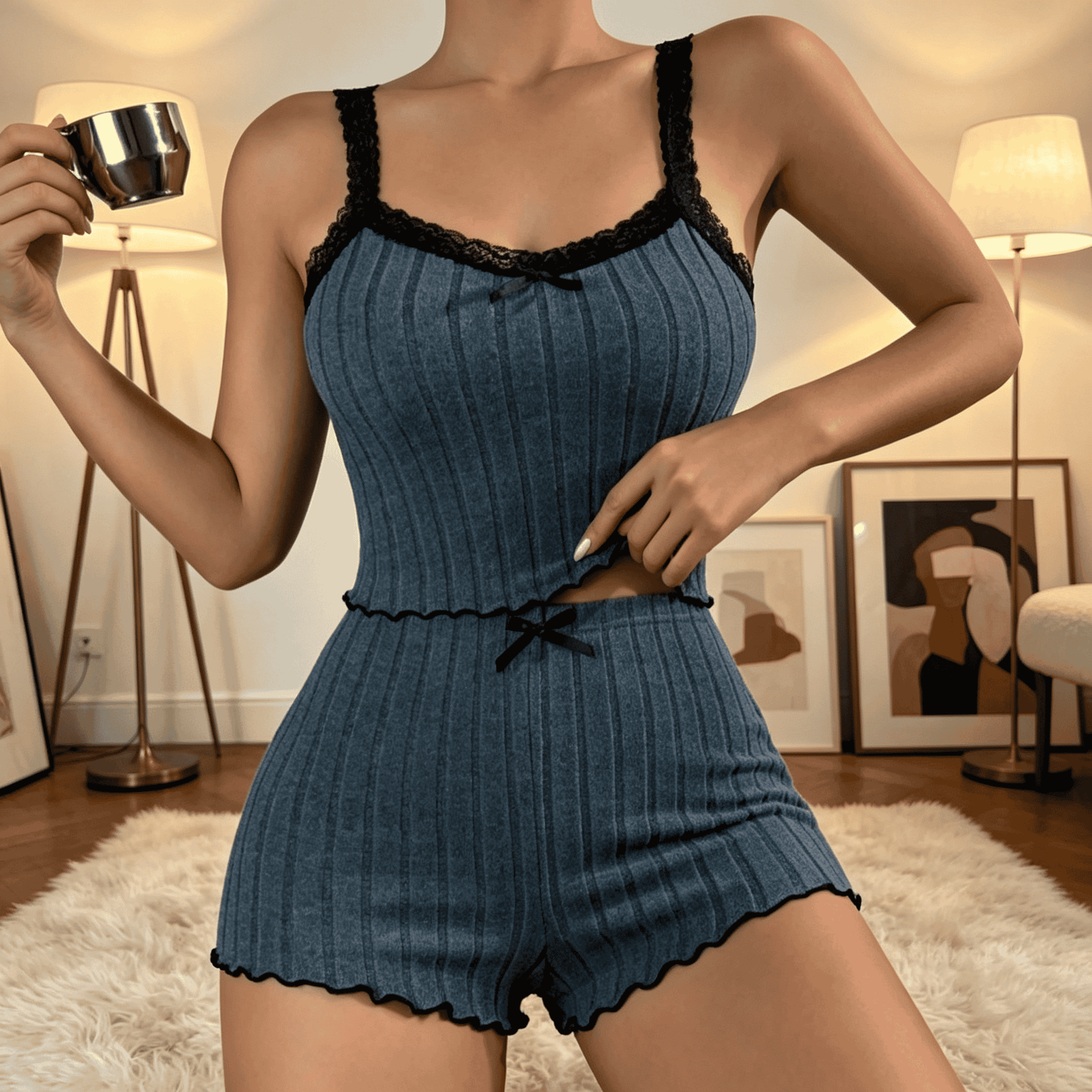 Women Cute Summer Ribbed Knit  - Embellish Knit のレビューと価格