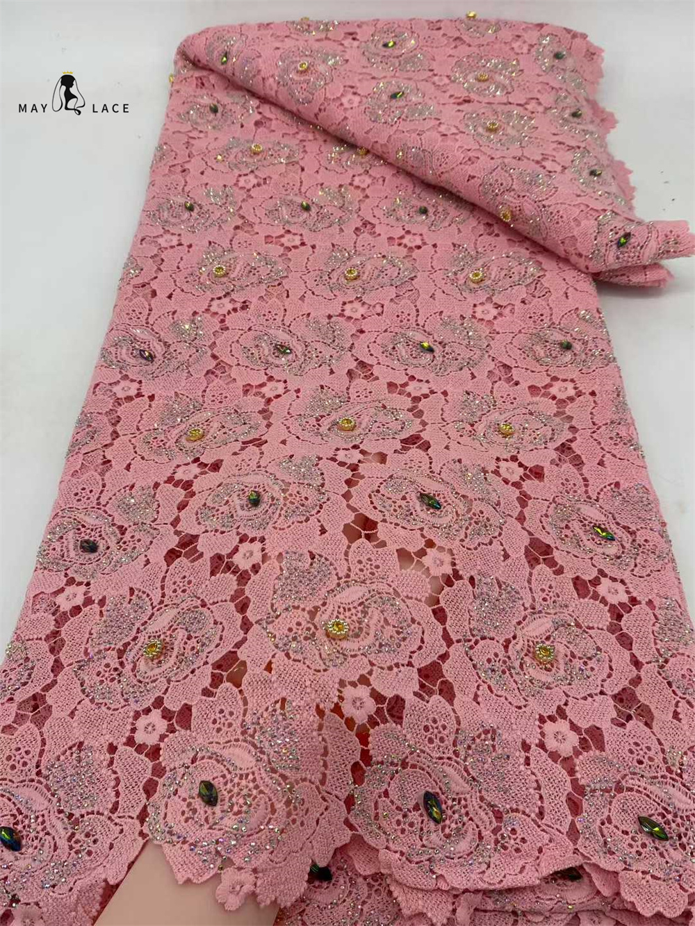 Latest Cord Guipure Lace Fabri - Crystal Mesh Fabric のレビューと価格